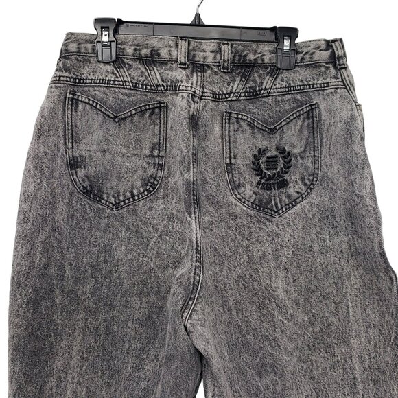 Vintage 80s PS Gitano Tapered Leg High Waisted Acid Wash Mom Jeans Black Gray - Picture 4 of 13